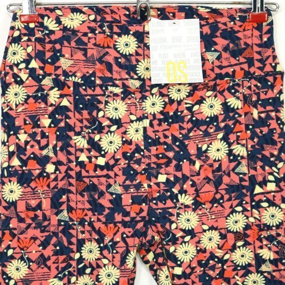 LuLaRoe Leggings Blue Pink Yellow Orange Floral One Size OS - Picture 6 of 11